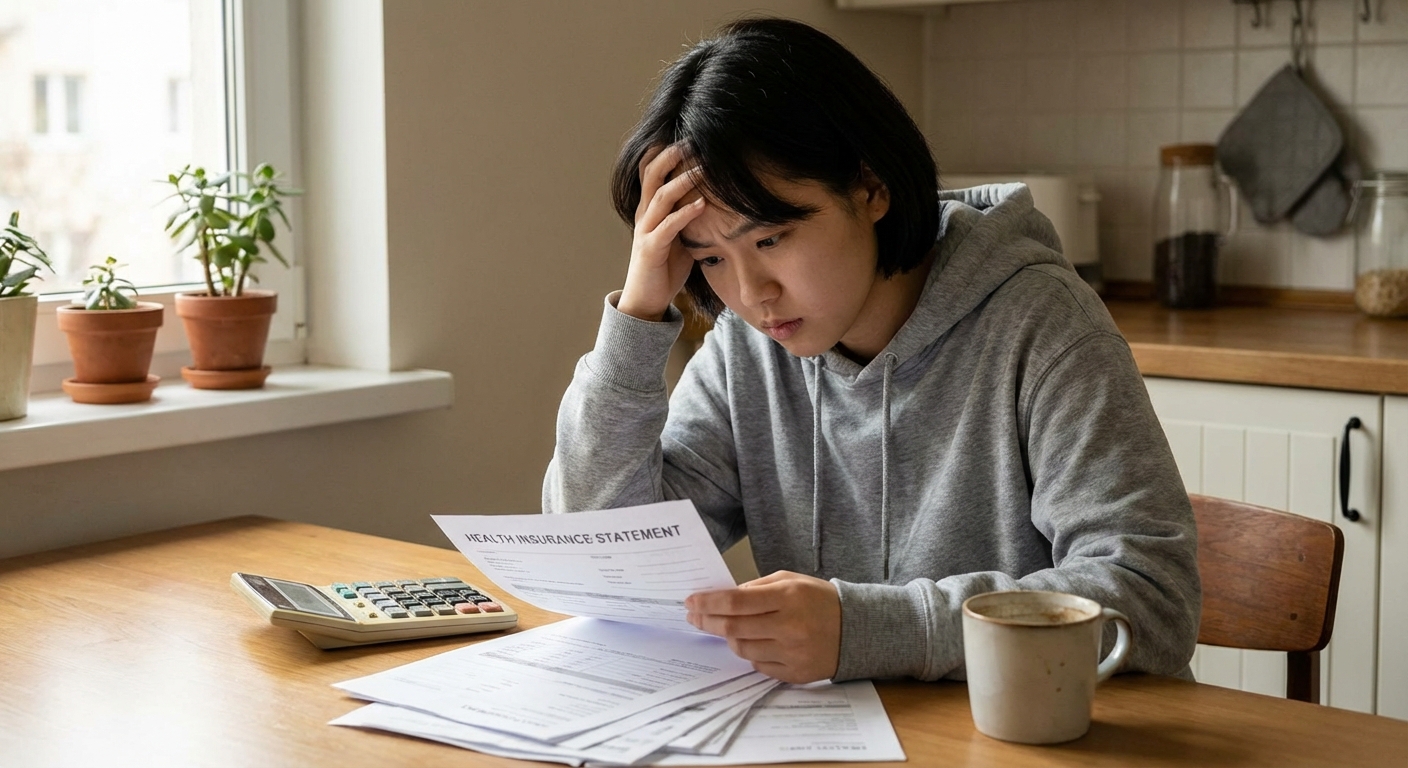 백수 건강보험료 고지서 확인하는 모습