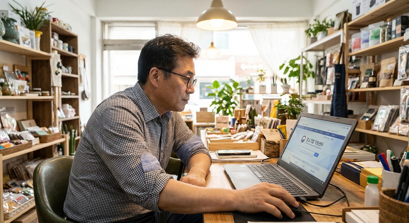 소상공인24 홈페이지 접속하는 사장님 모습