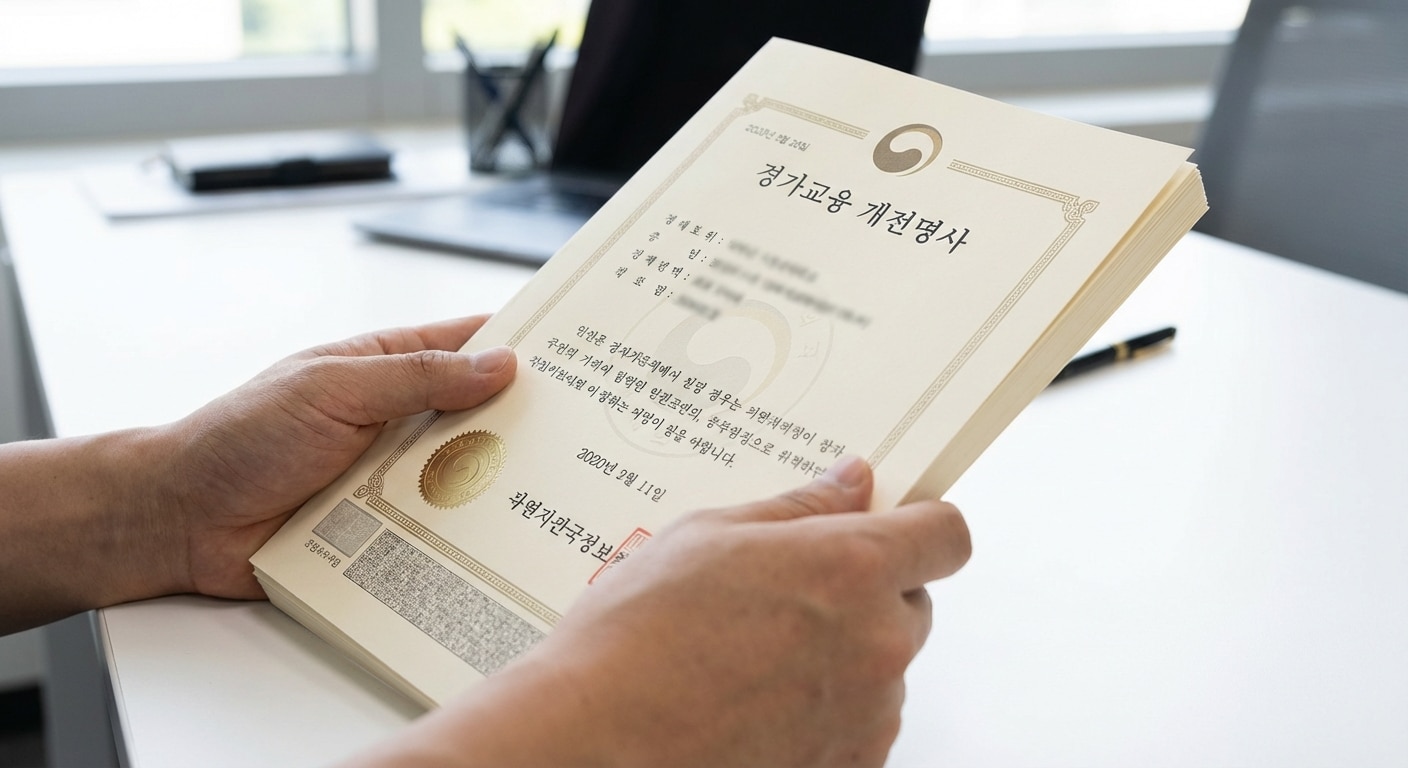 가족관계증명서 출력물 확인하는 모습