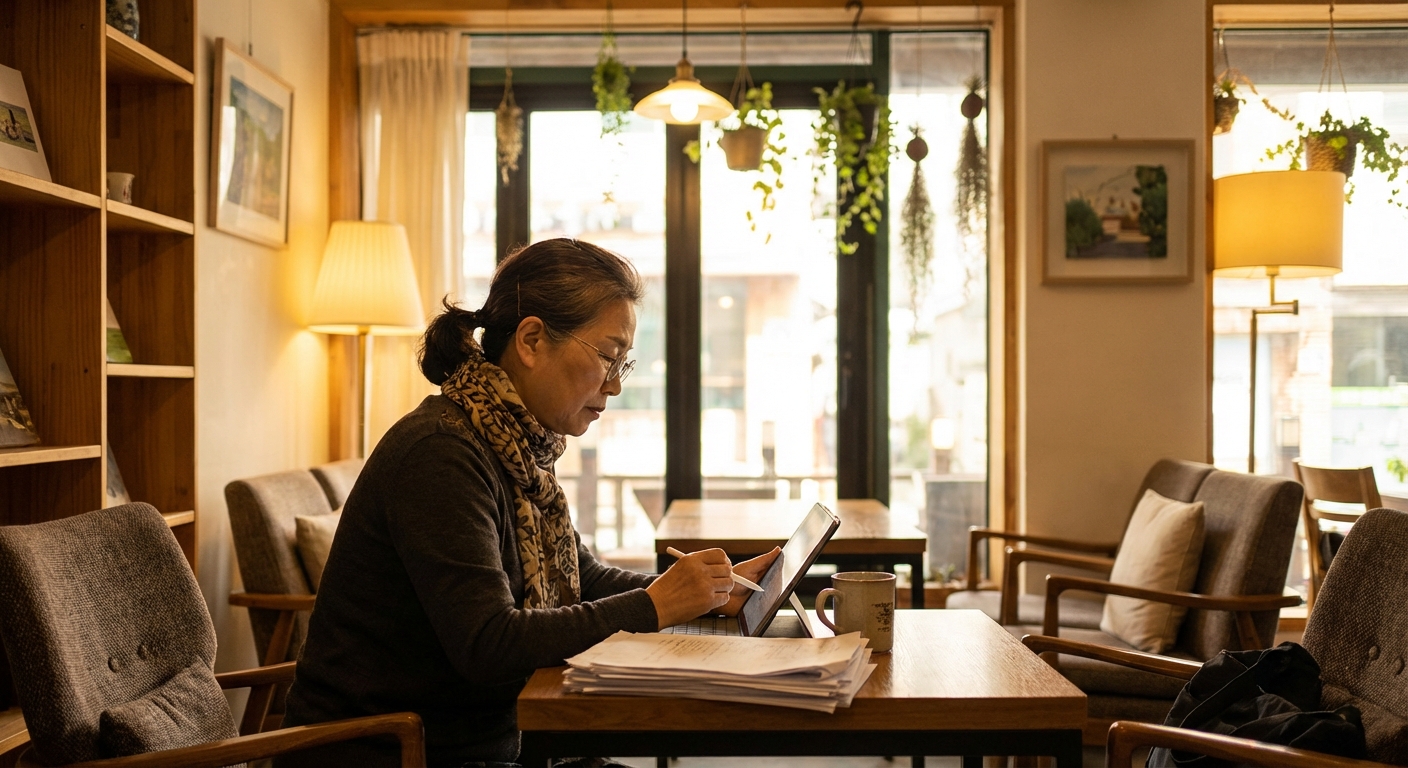 소상공인 경영안정 바우처 자격 확인하는 카페 사장님