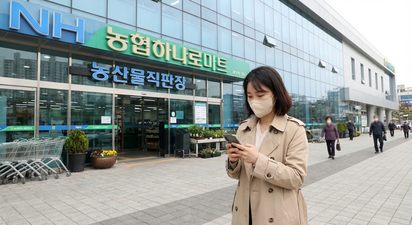 하나로마트앱 확인하는 모습