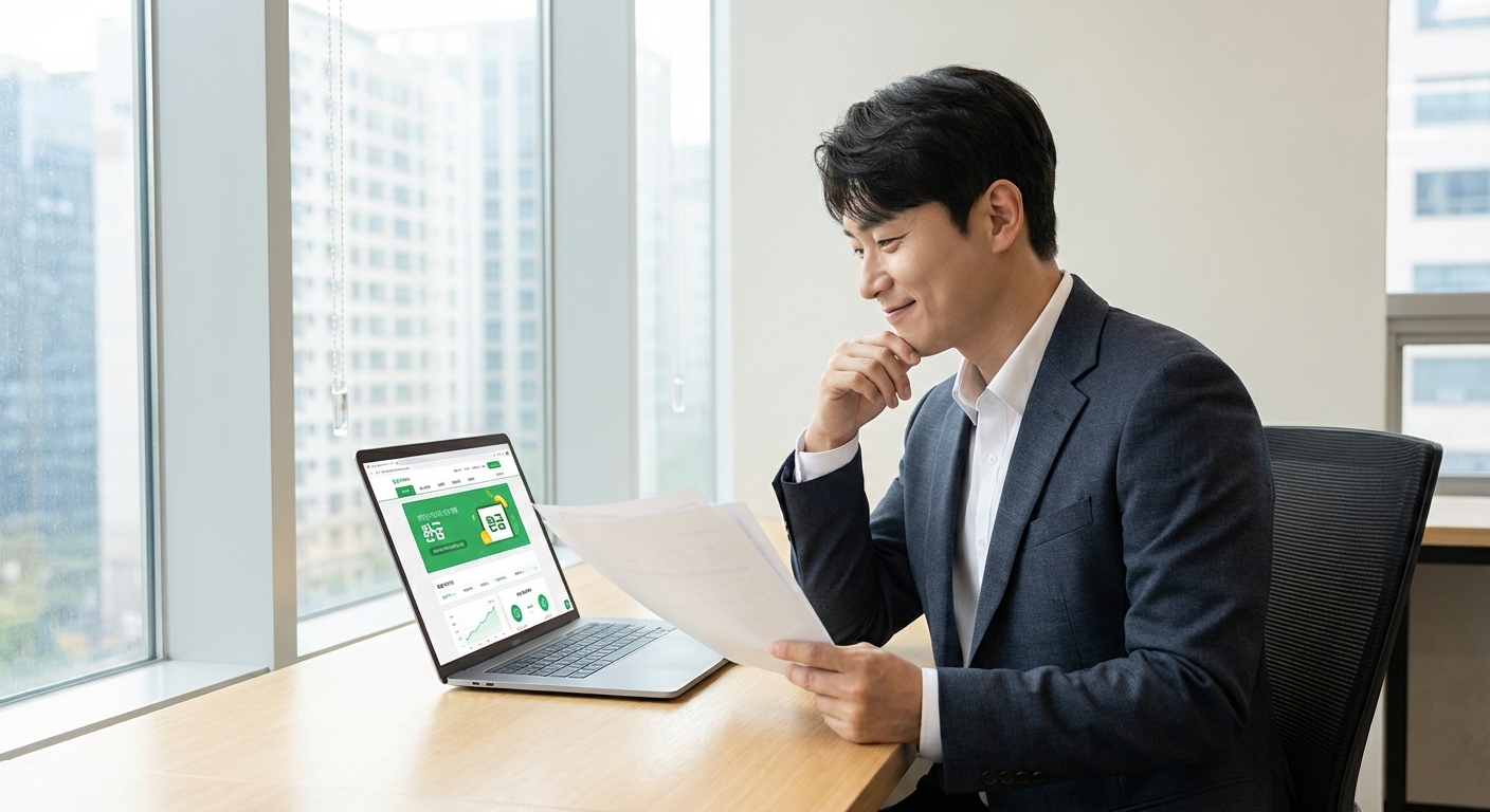 홈택스 경정청구 신청 화면을 확인하는 직장인