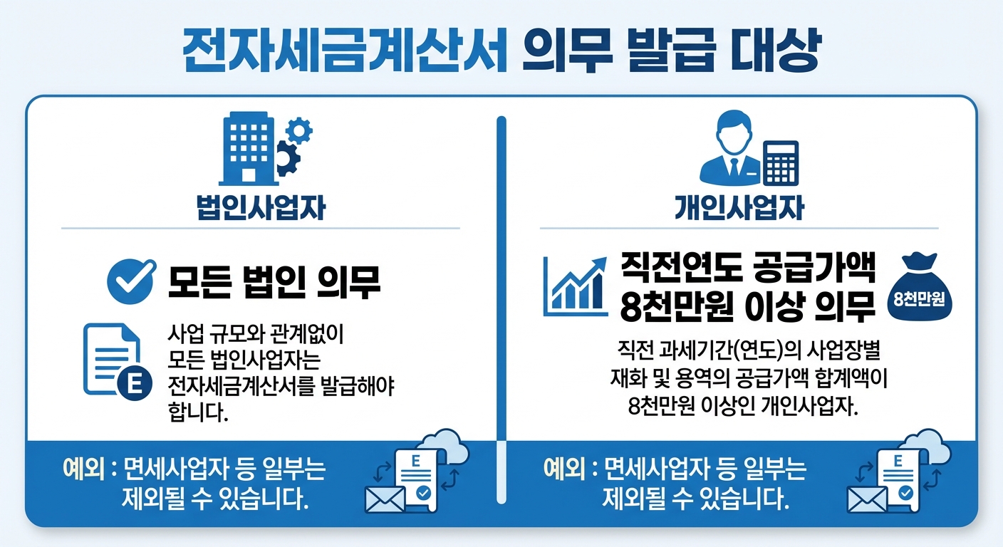 전자세금계산서 의무 발급 대상 정리 인포그래픽