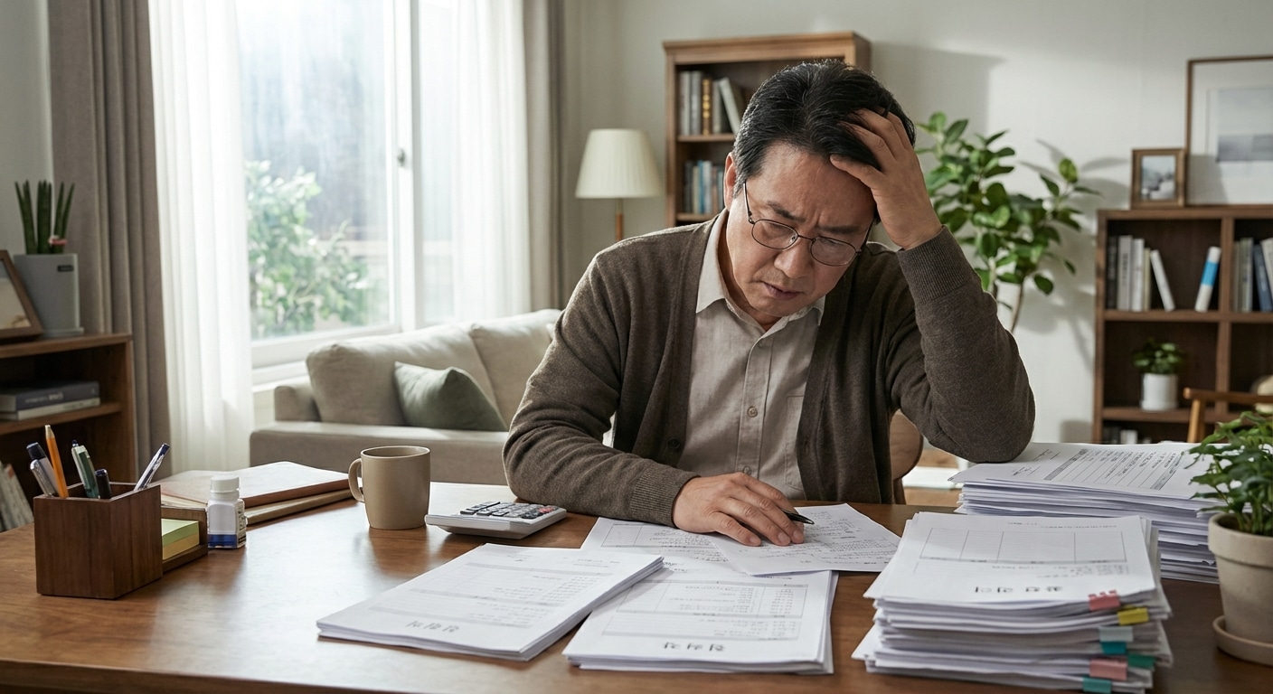 건강보험료 고지서 확인하는 직장인