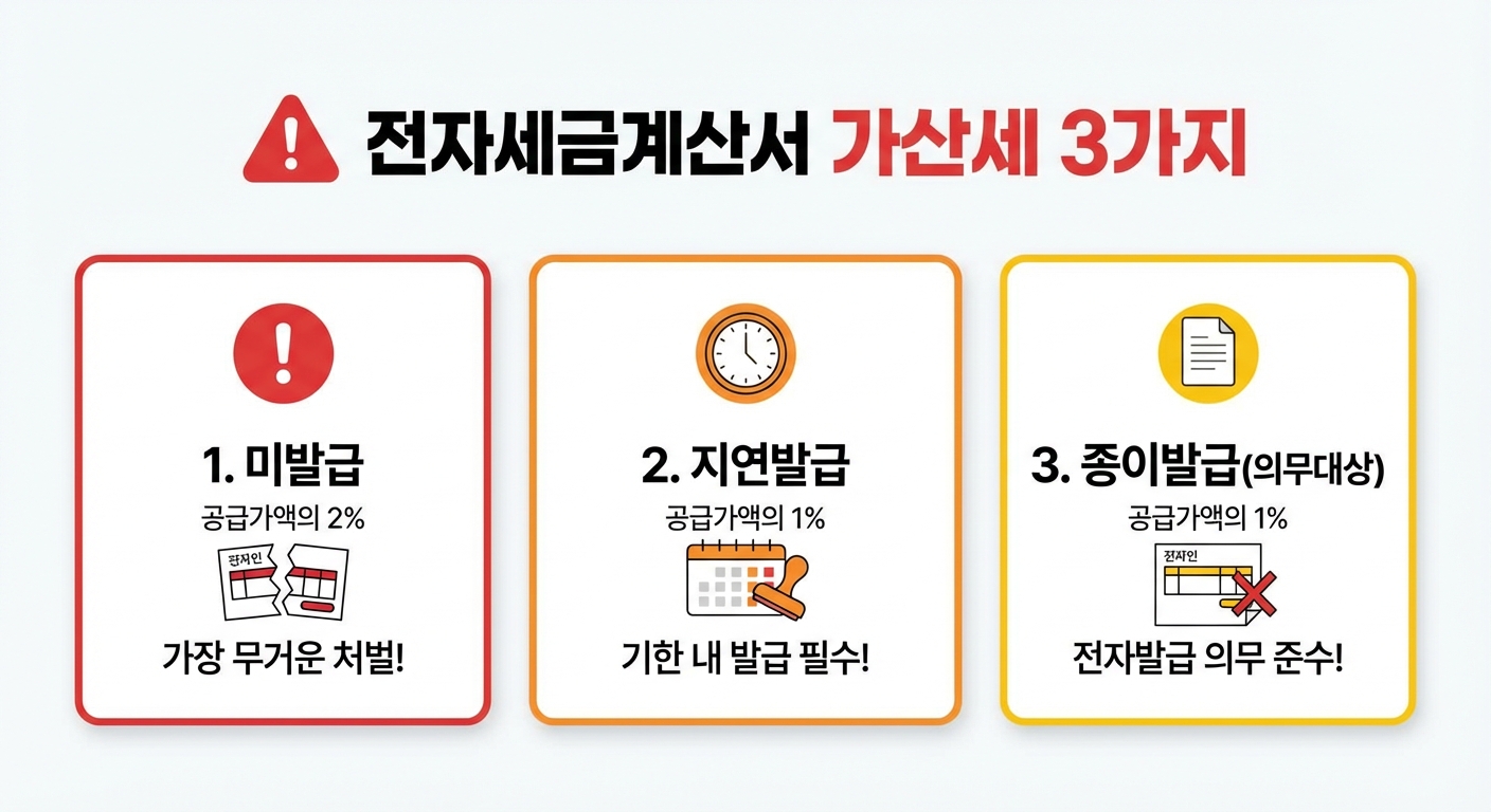 전자세금계산서 미발급 지연발급 가산세 정리 인포그래픽