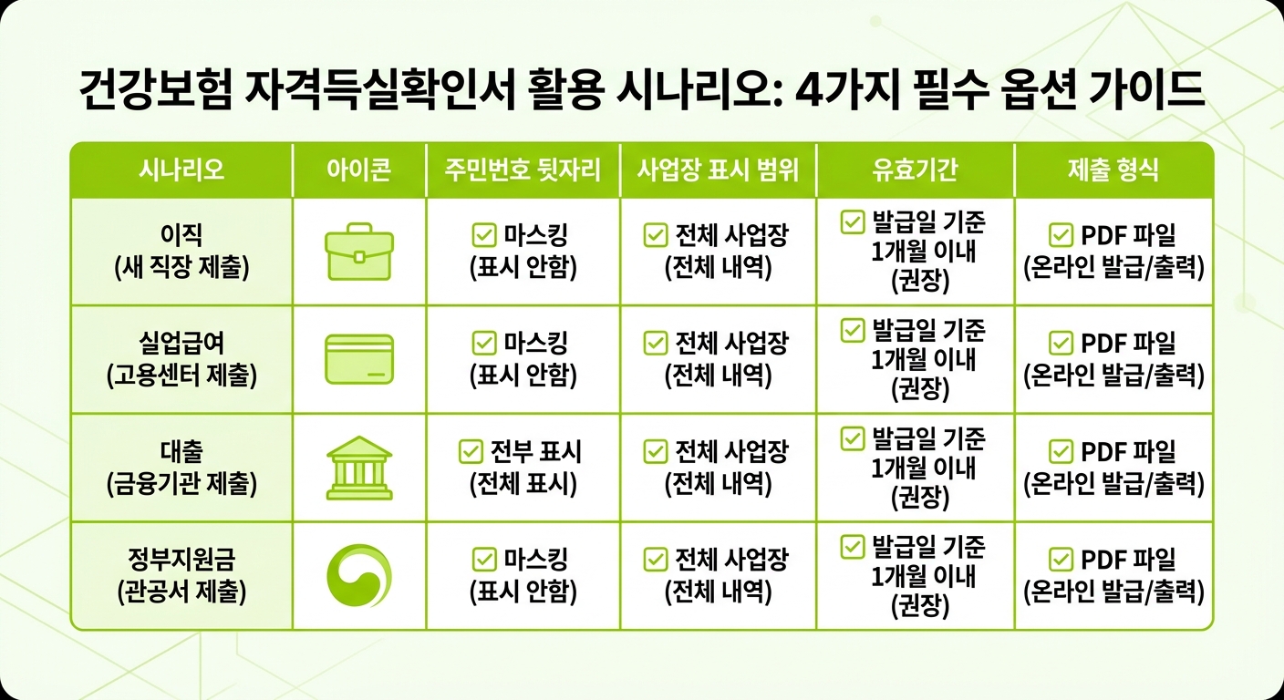 건강보험 자격득실확인서 상황별 활용 가이드 인포그래픽