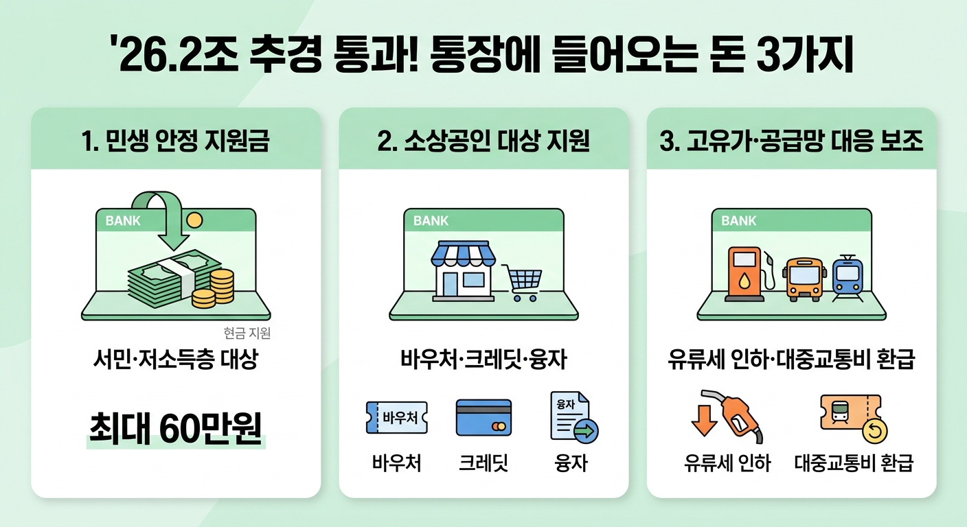 26.2조 추경 통과 시 통장에 들어오는 돈 3가지 카테고리