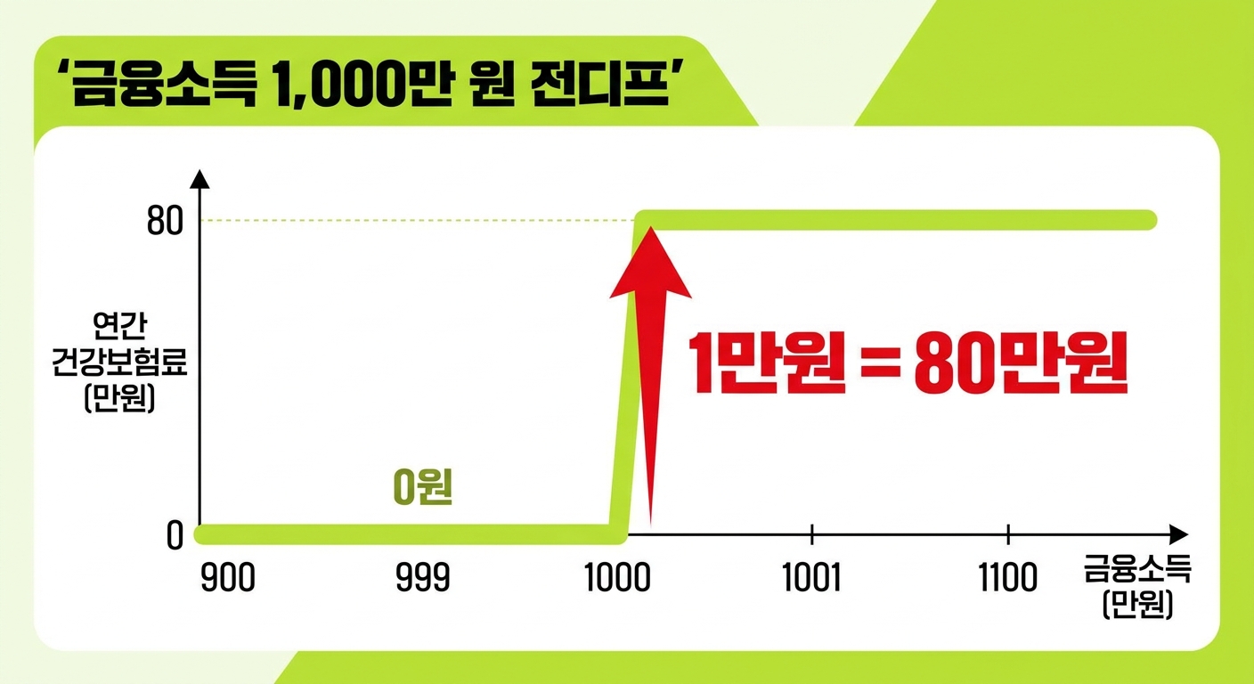 금융소득 1,000만원 cliff 구조 그래프