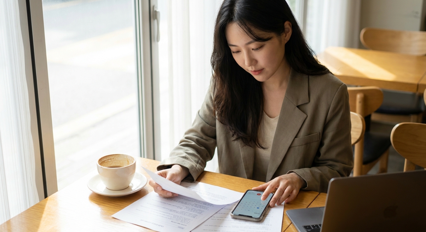 청년복지포인트 신청 자격을 점검하는 청년 직장인
