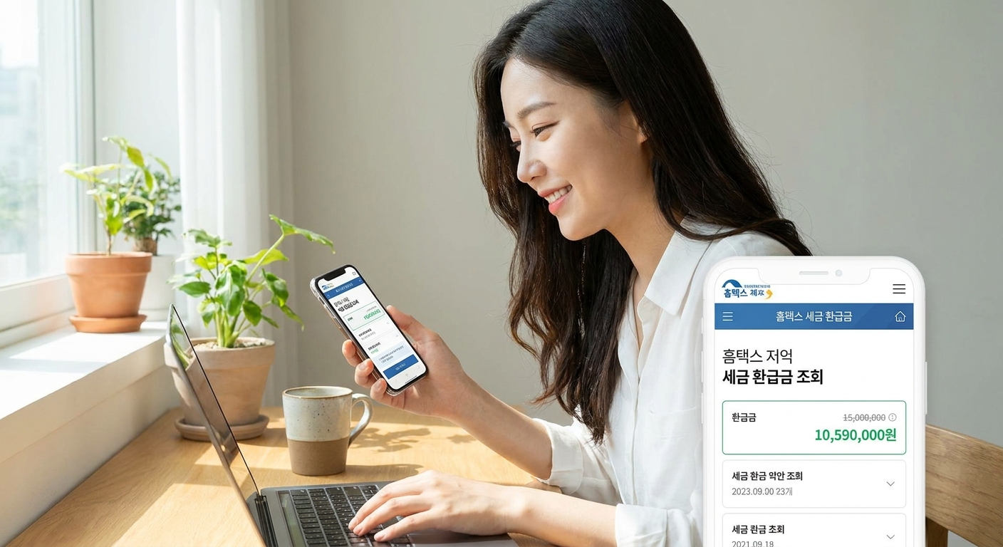 손택스 앱으로 환급금을 조회하는 모습
