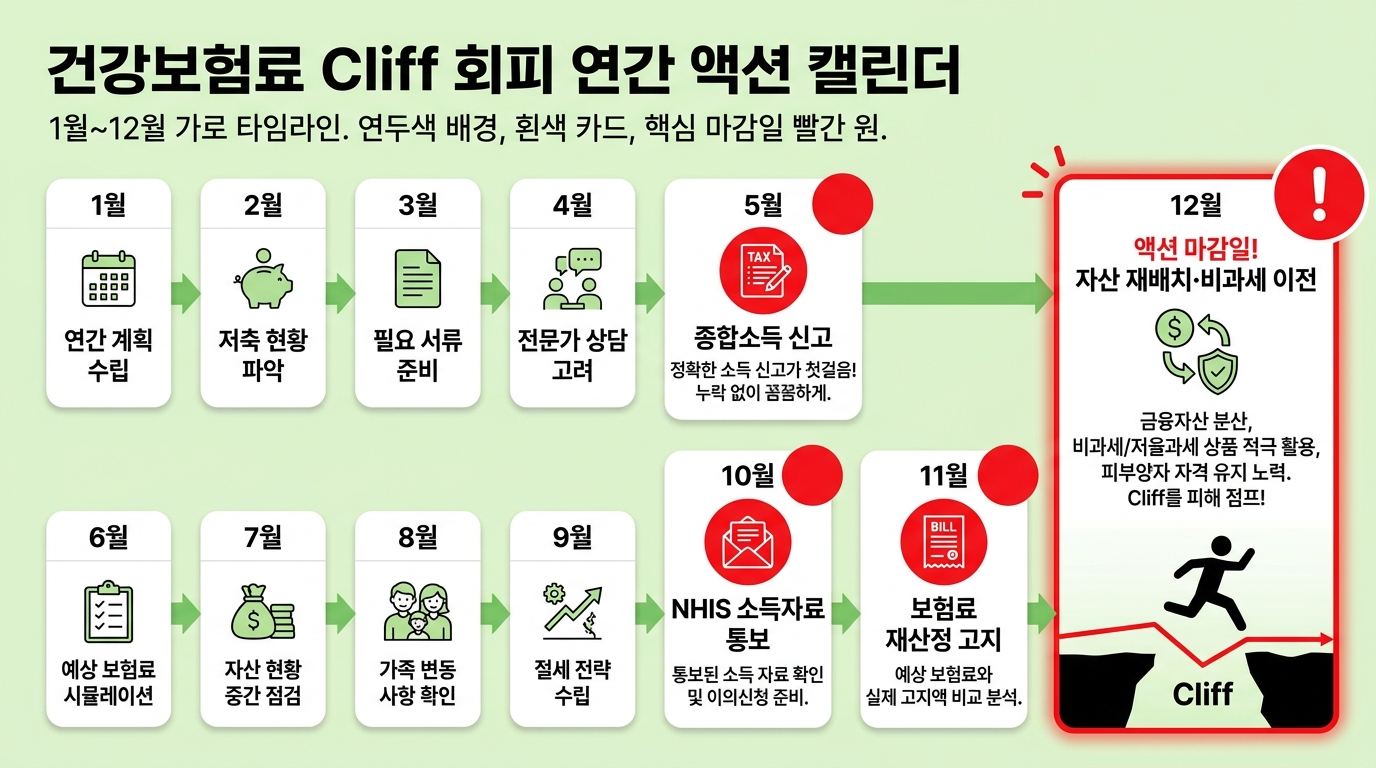 금융소득 건강보험료 cliff 회피 연간 액션 캘린더