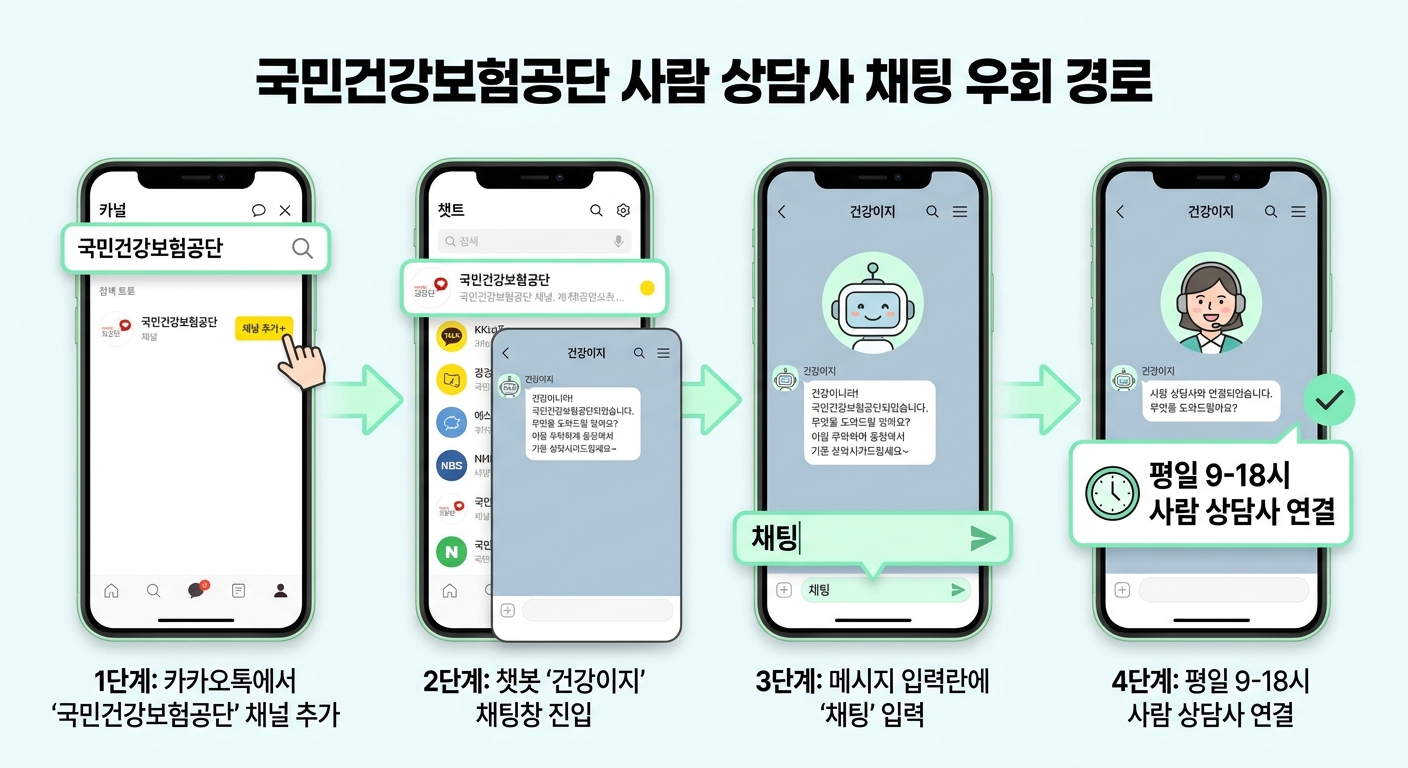 국민건강보험공단 사람 상담사 채팅 연결 4단계 우회 경로