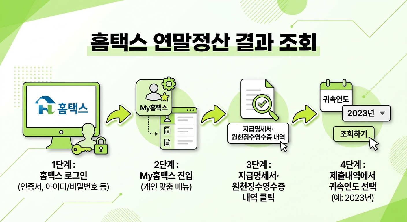 홈택스 연말정산 결과 조회 4단계 인포그래픽