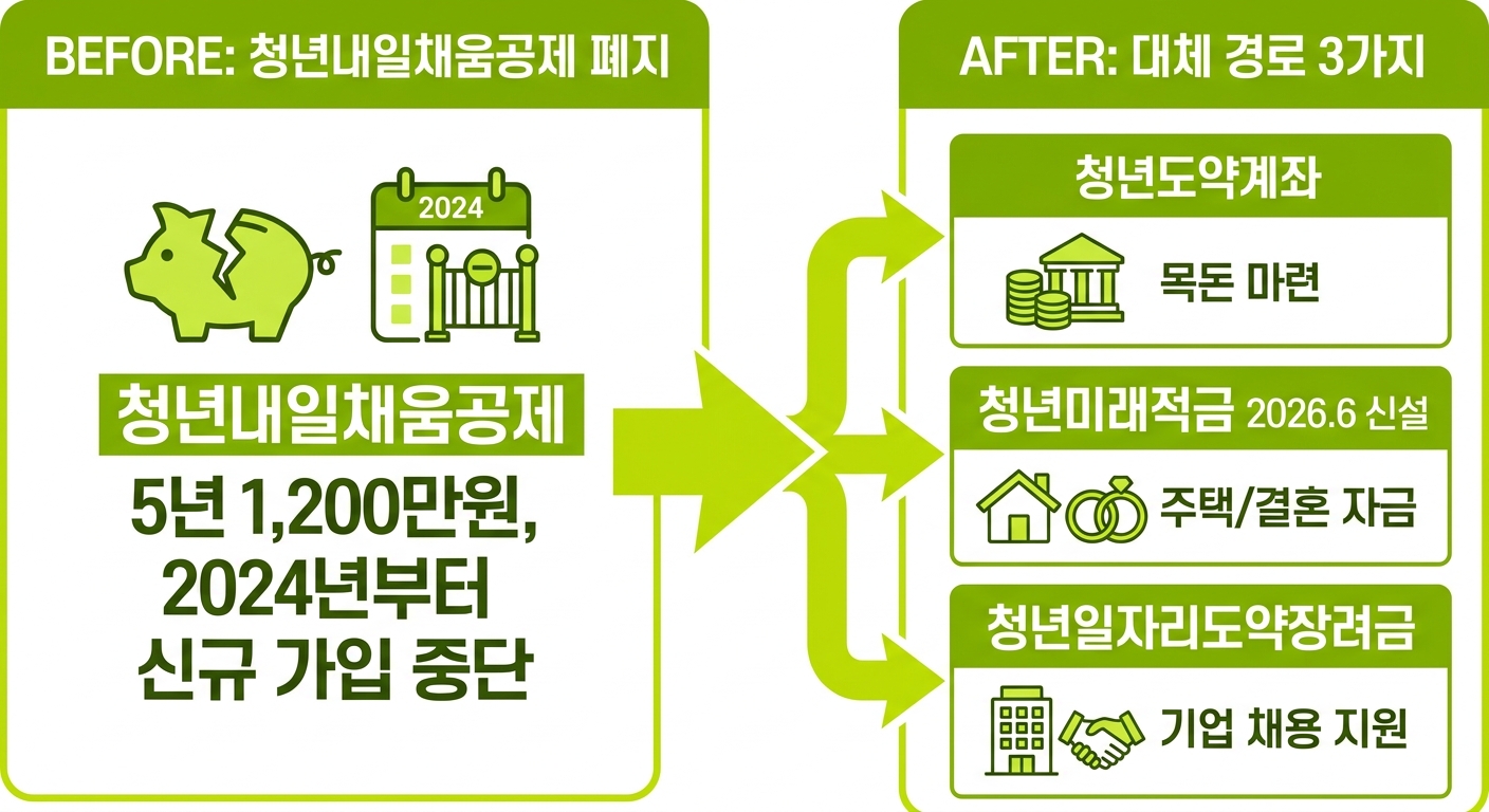 청년내일채움공제 폐지 후 대체 가능한 청년 지원금 3가지 BEFORE-AFTER 비교