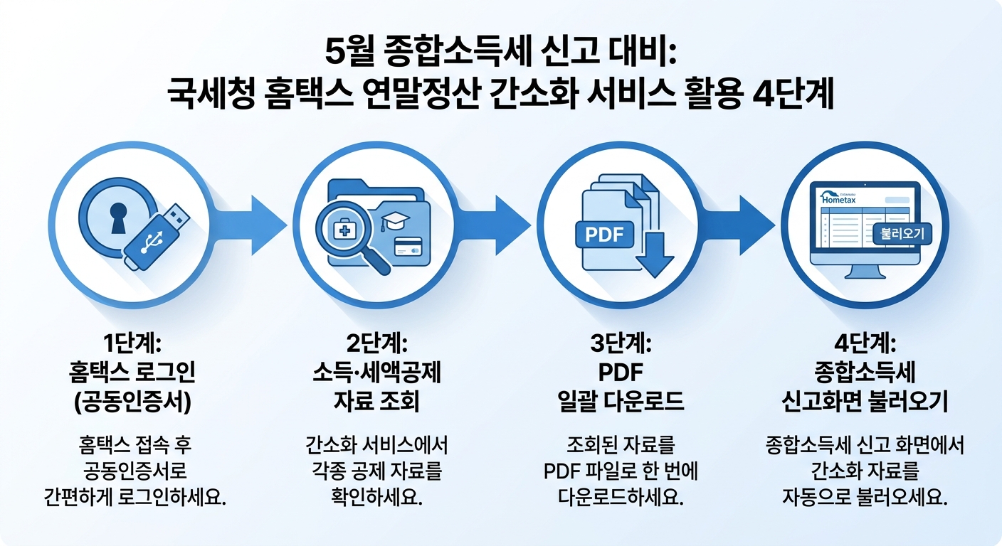 연말정산 간소화 5월 누락 환급 4단계 절차 인포그래픽