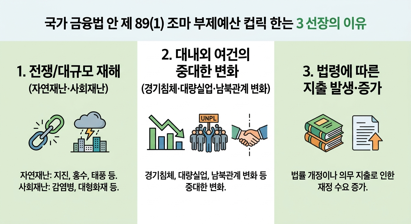 국가재정법 제89조 추경 편성 사유 3가지 인포그래픽