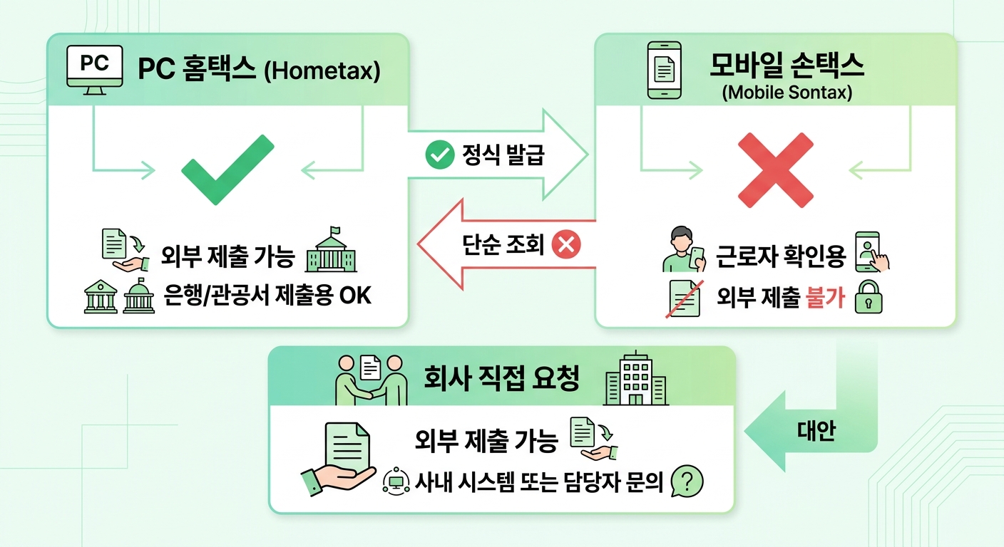 홈택스 손택스 발급 차이 인포그래픽