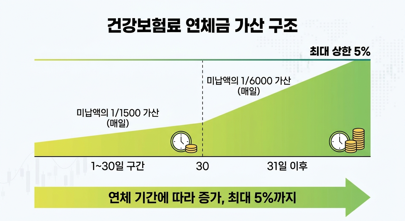 건강보험료 연체금 1/1500과 1/6000, 상한 5% 구조