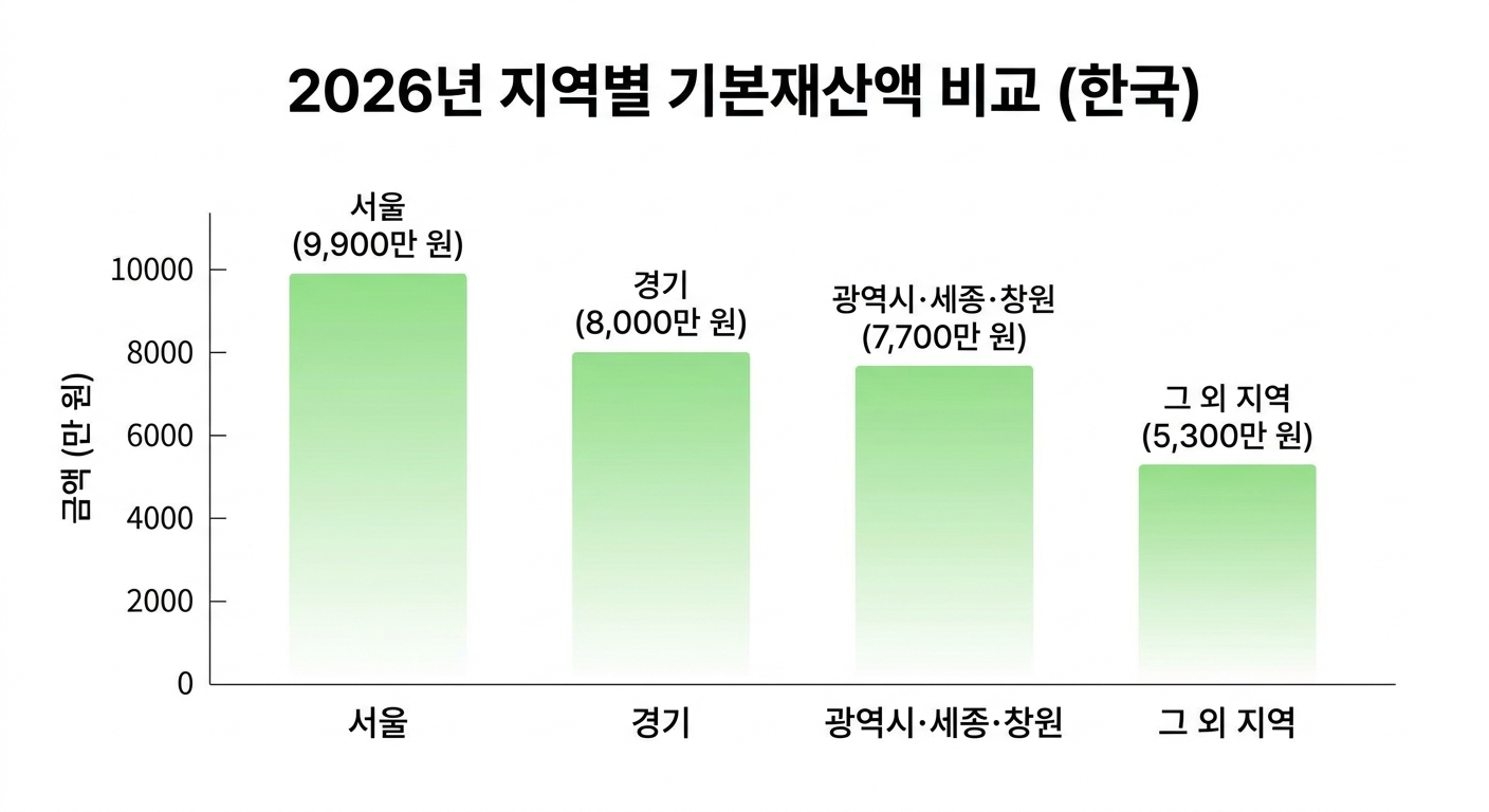2026년 지역별 기본재산액 비교 인포그래픽