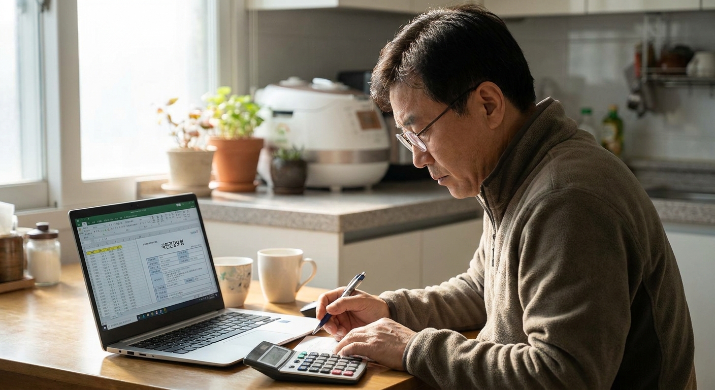 민생회복 소비쿠폰 2차 자격을 확인하기 위해 건강보험료를 계산하는 모습