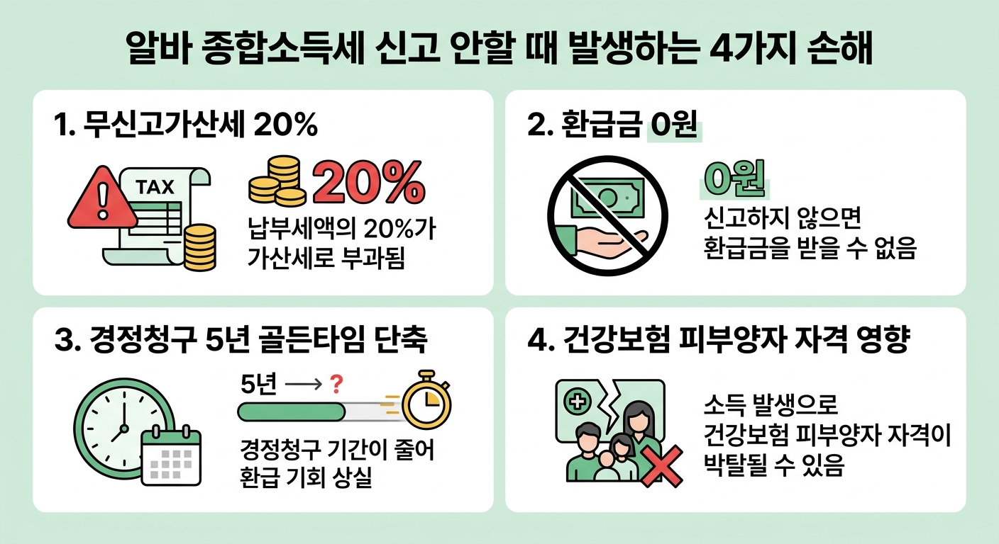 알바 종합소득세 신고 안하면 발생하는 4가지 손해 인포그래픽
