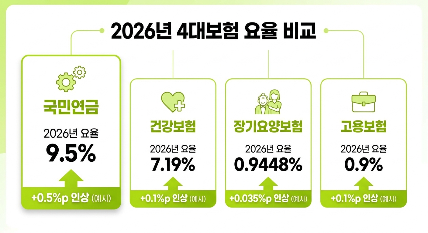 2026년 4대보험 요율 변화 인포그래픽