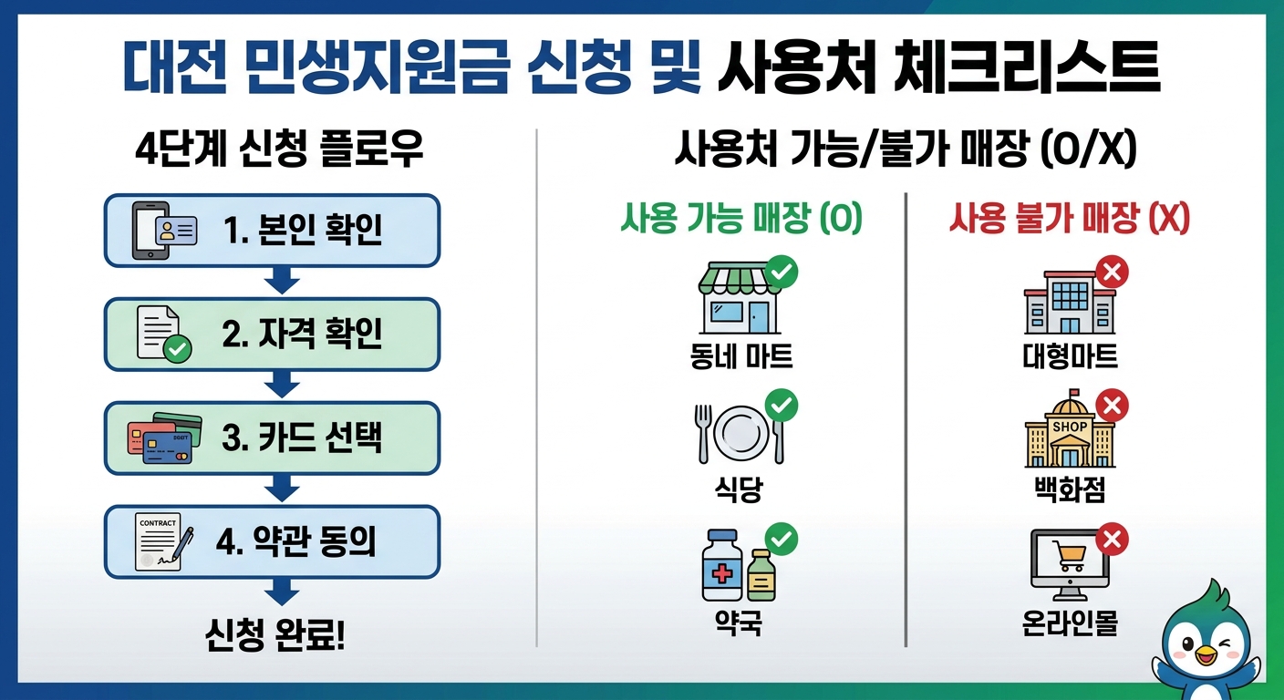 대전 민생지원금 신청 4단계와 사용처 체크리스트