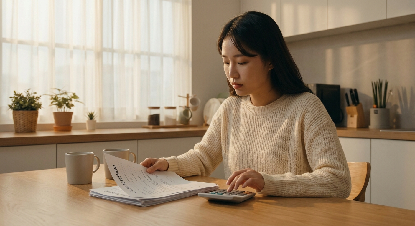 2026 주거급여 인상액을 계산기로 확인하는 모습