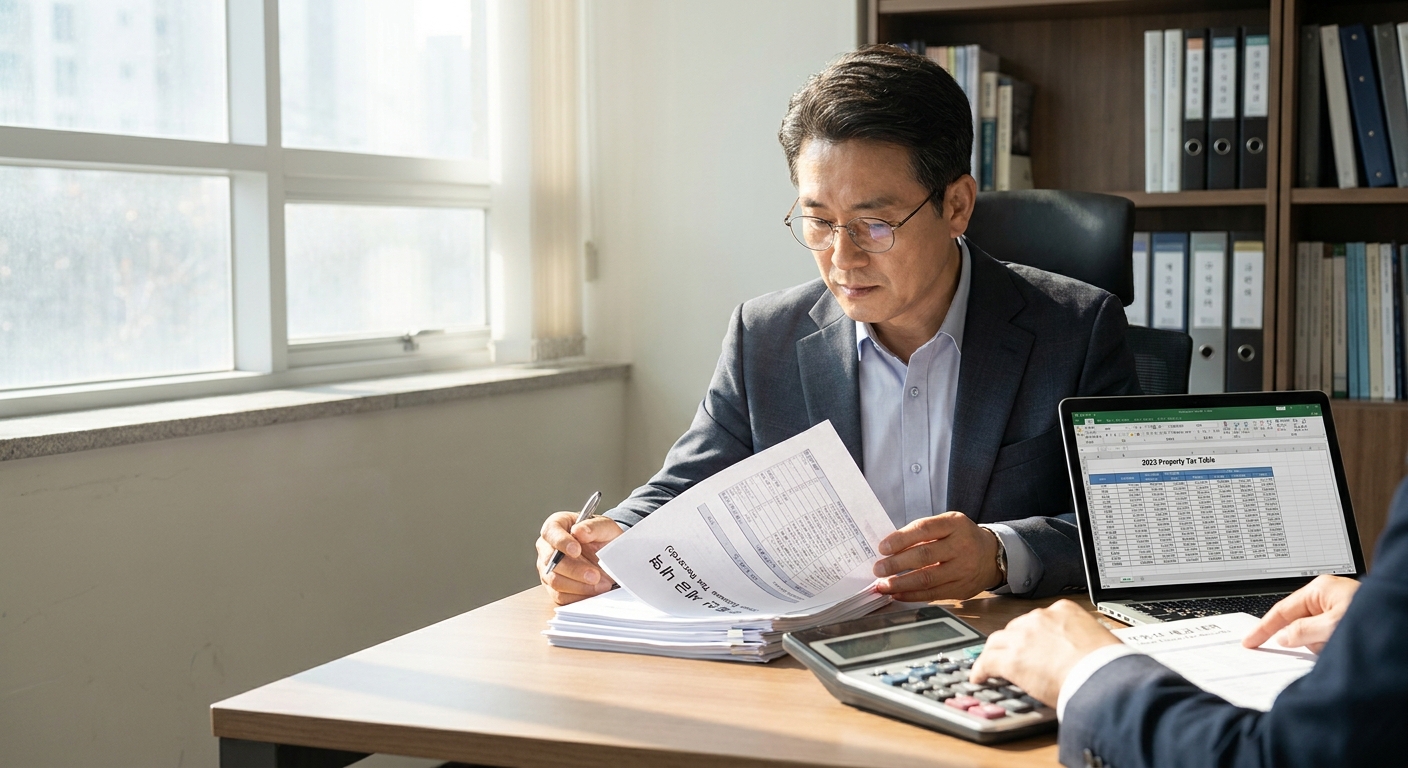 양도소득세 세율 자료를 검토하는 다주택자