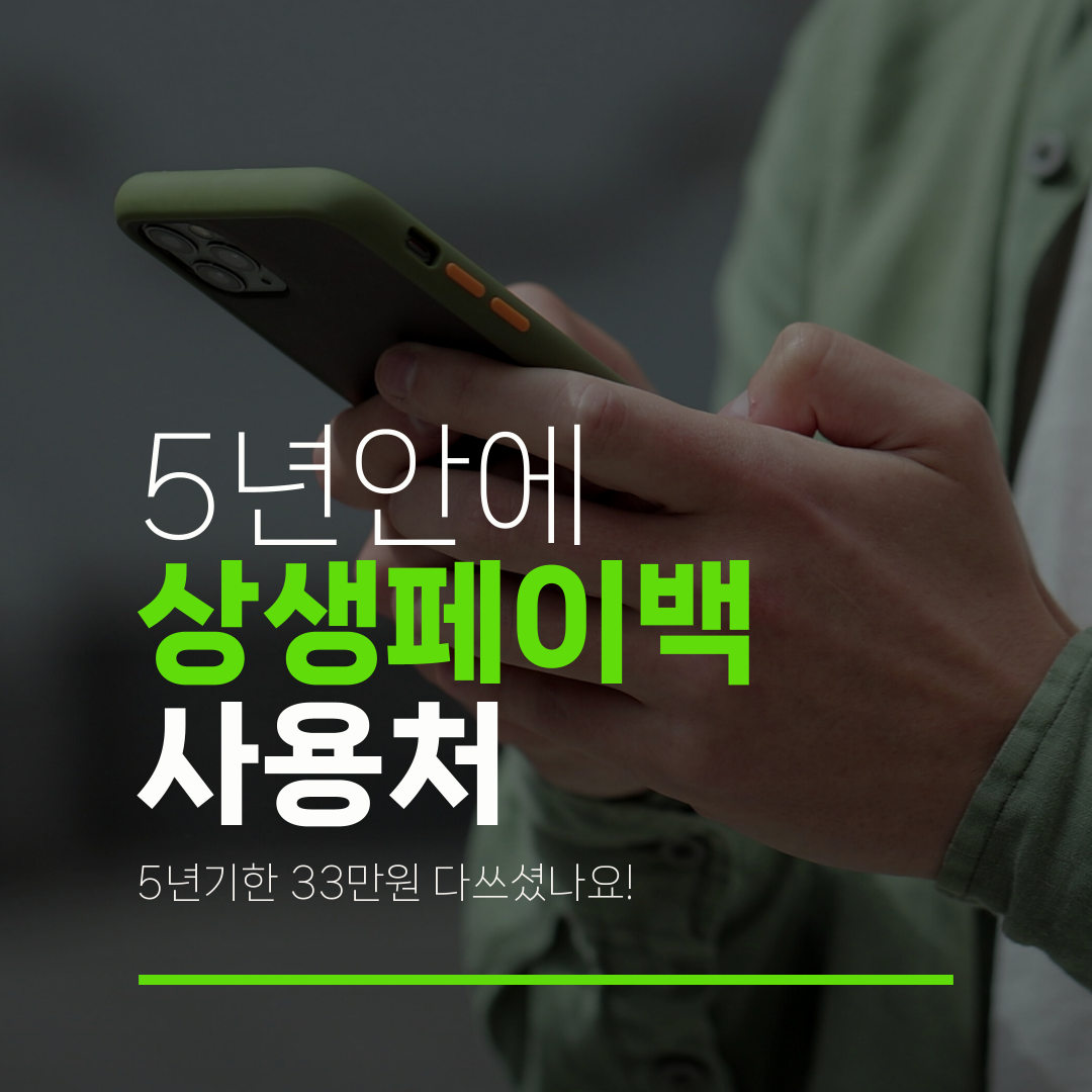 5년안에 상생페이백 사용처 5년기한 33만원 다쓰셨나요!