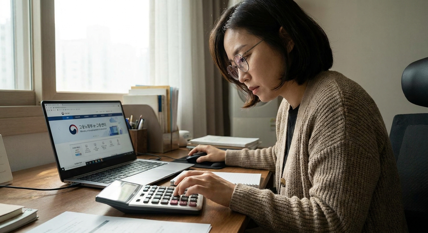 2026 실업급여 금액을 계산하는 직장인 모습