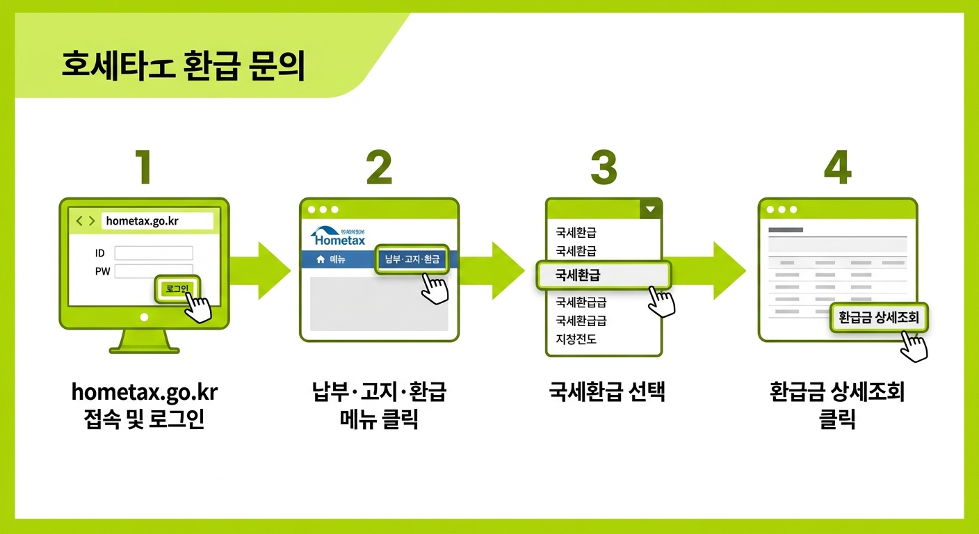홈택스 환급금 조회 4단계 인포그래픽