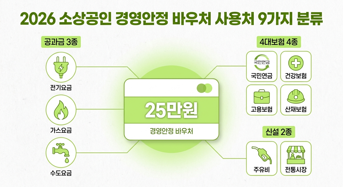 2026 소상공인 바우처 사용처 9가지 분류 인포그래픽