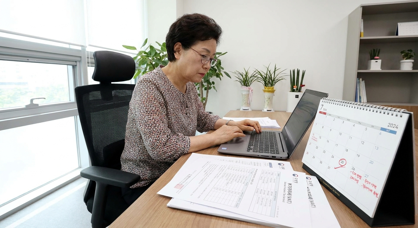 간이과세자가 부가세 신고 마감일을 확인하는 모습