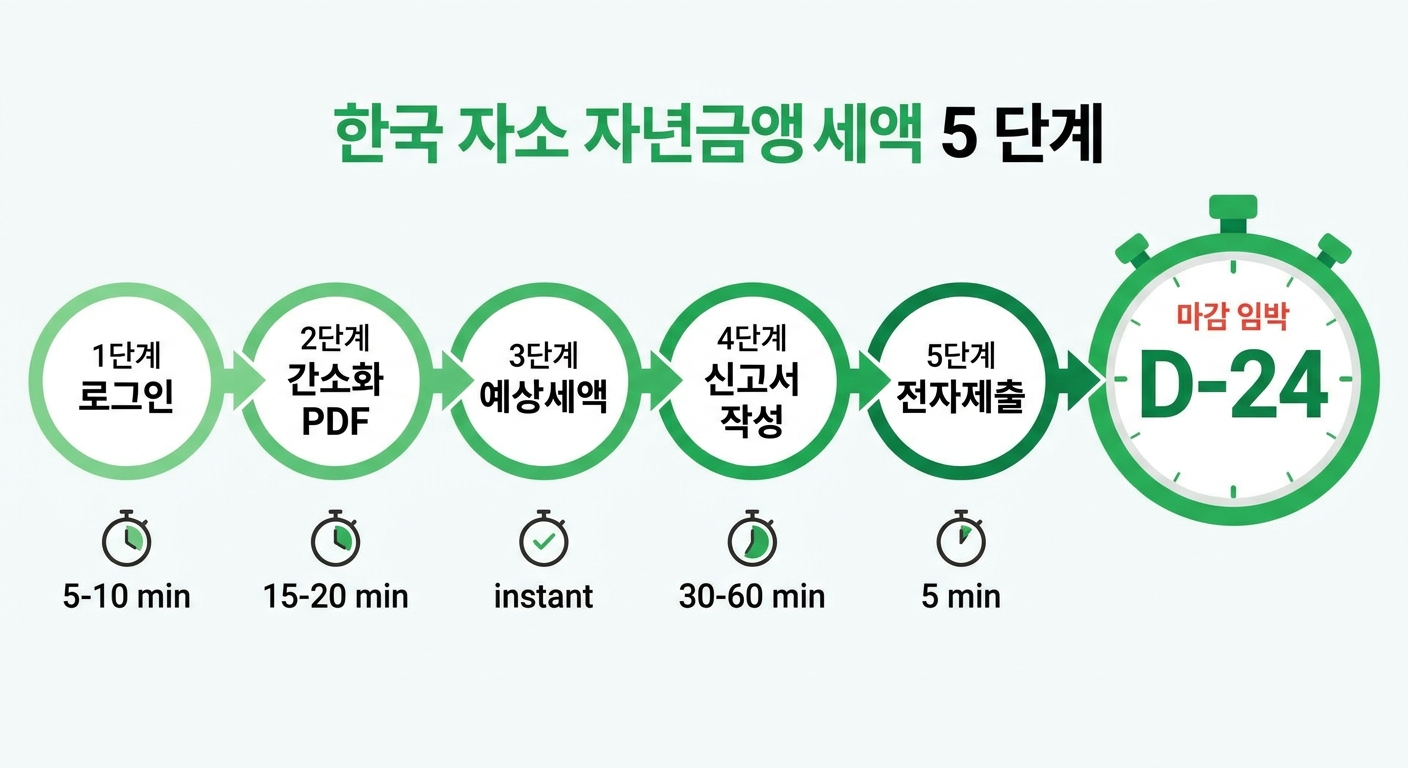 셀프 연말정산 5단계 타임라인과 D-24 골든타임 인포그래픽