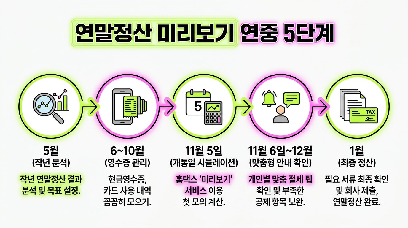 연말정산 미리보기 연중 5단계 액션 플랜 타임라인