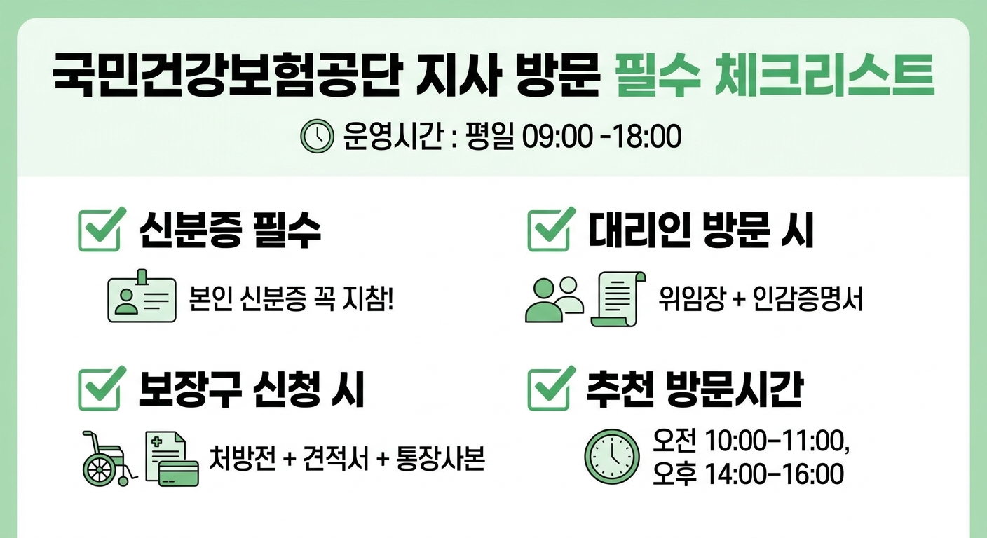 건강보험공단 지사 방문 필수 체크리스트 인포그래픽