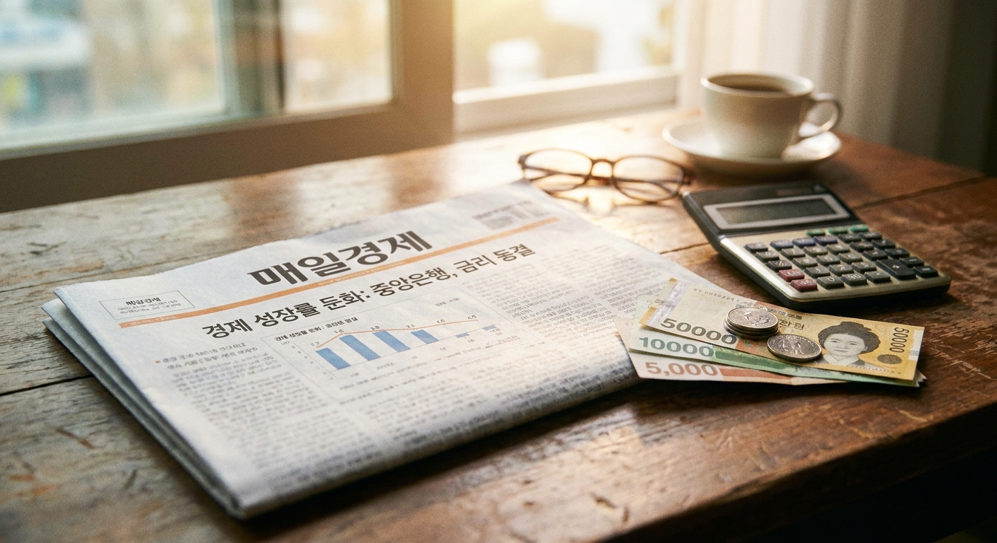 추경 뜻과 26.2조 추가경정예산을 설명하는 신문과 계산기