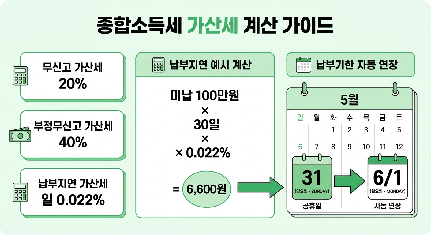 종합소득세 무신고 가산세 계산 인포그래픽