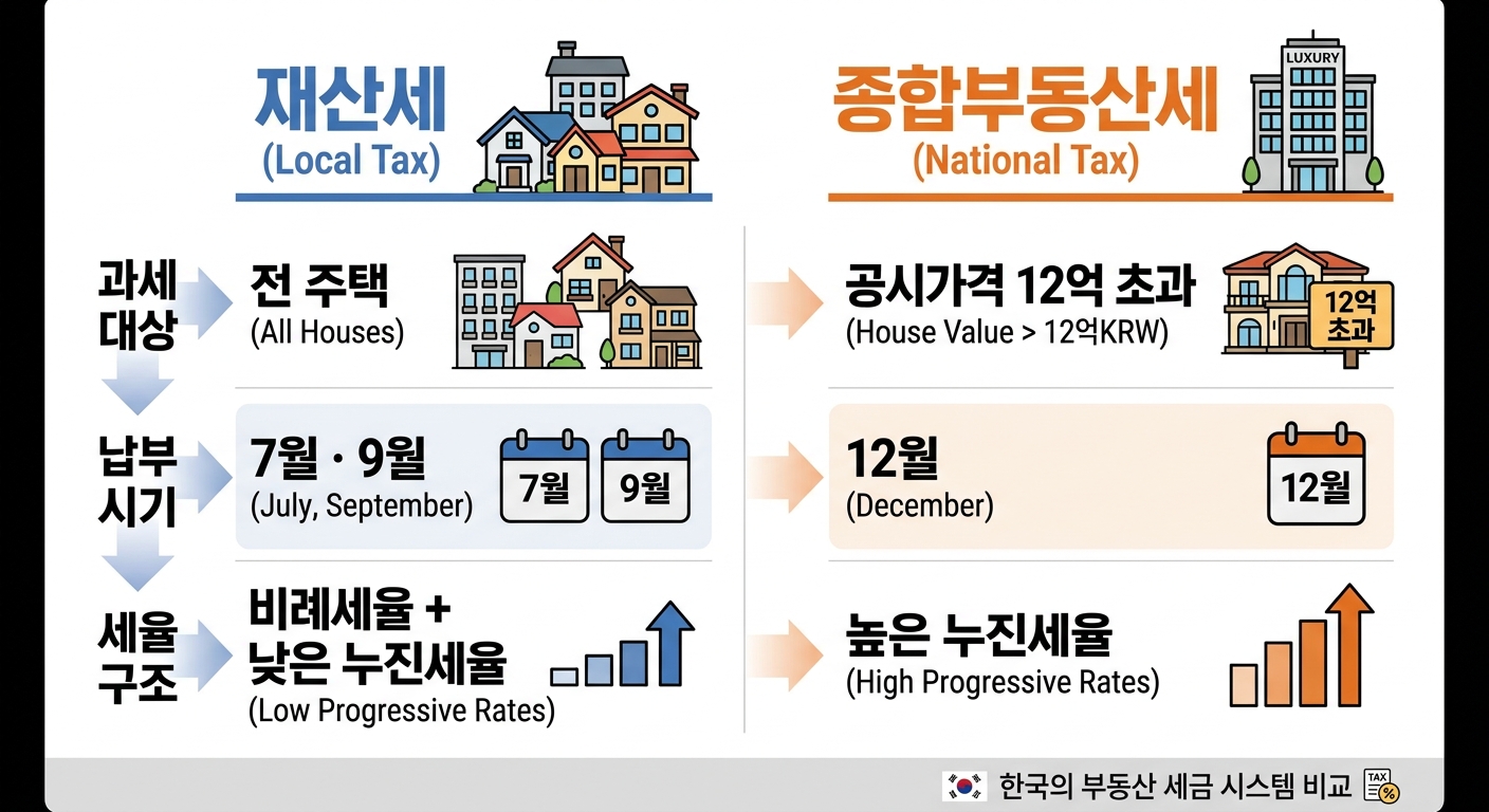 재산세와 종합부동산세 비교 인포그래픽
