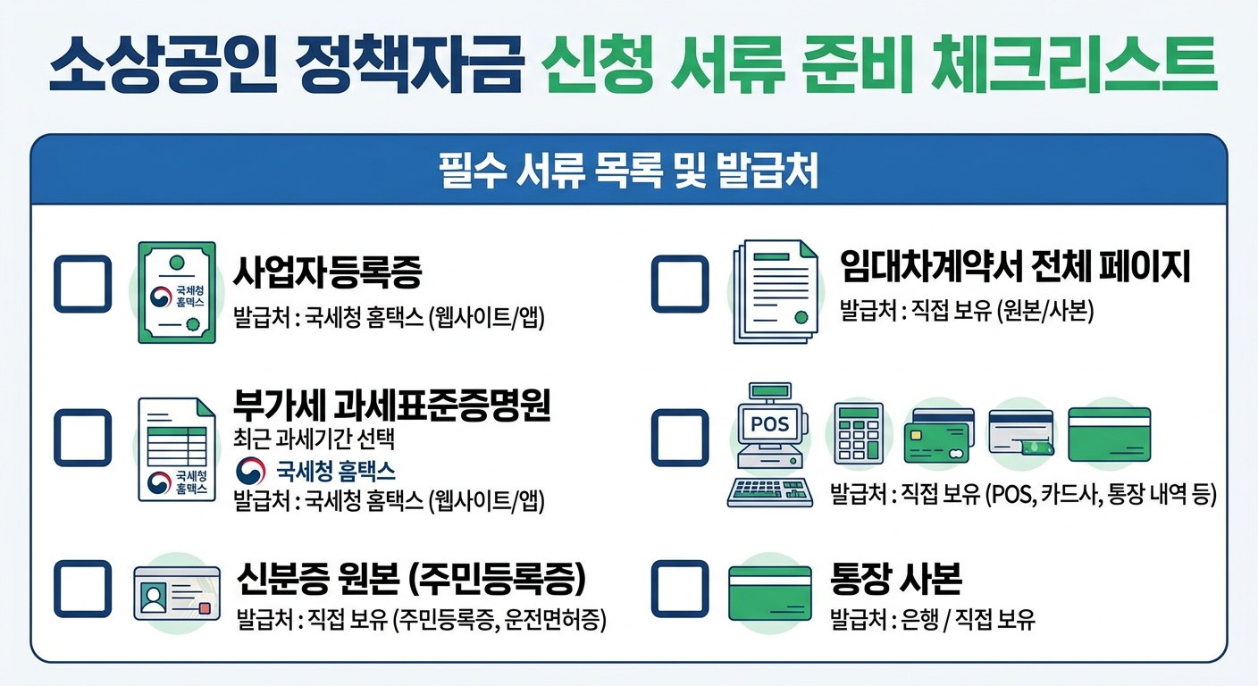 소상공인 정책자금 신청 필수 서류 체크리스트