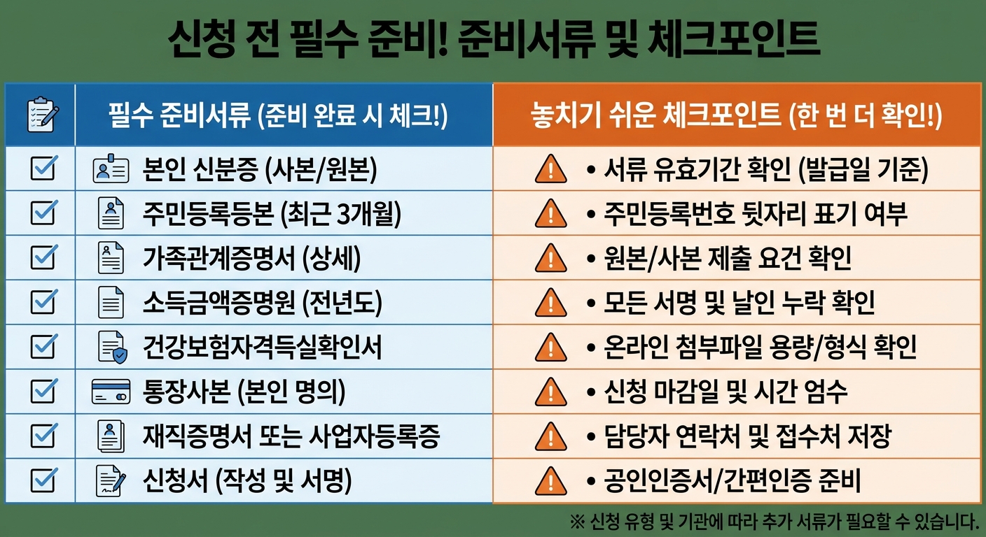 신청 전 체크리스트