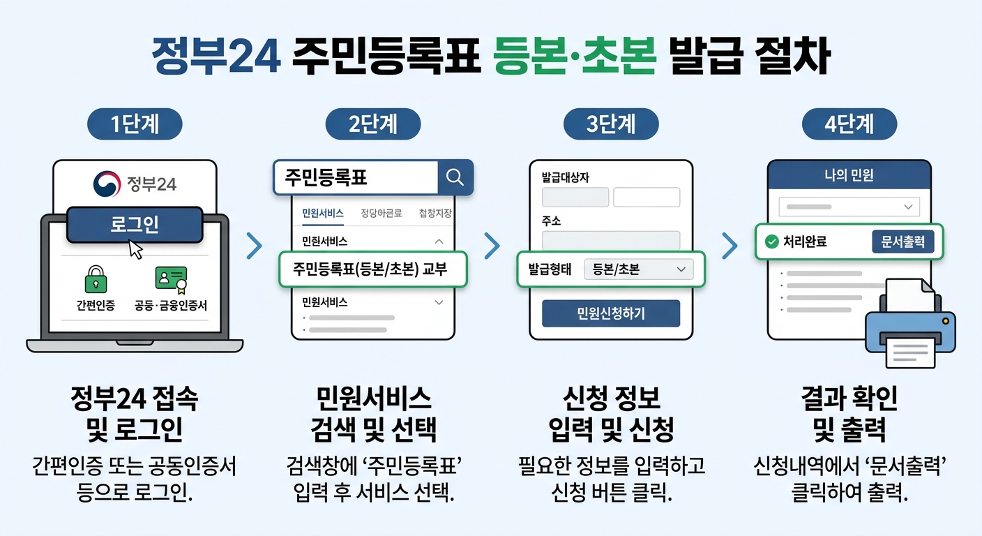 정부24 발급 절차 인포그래픽