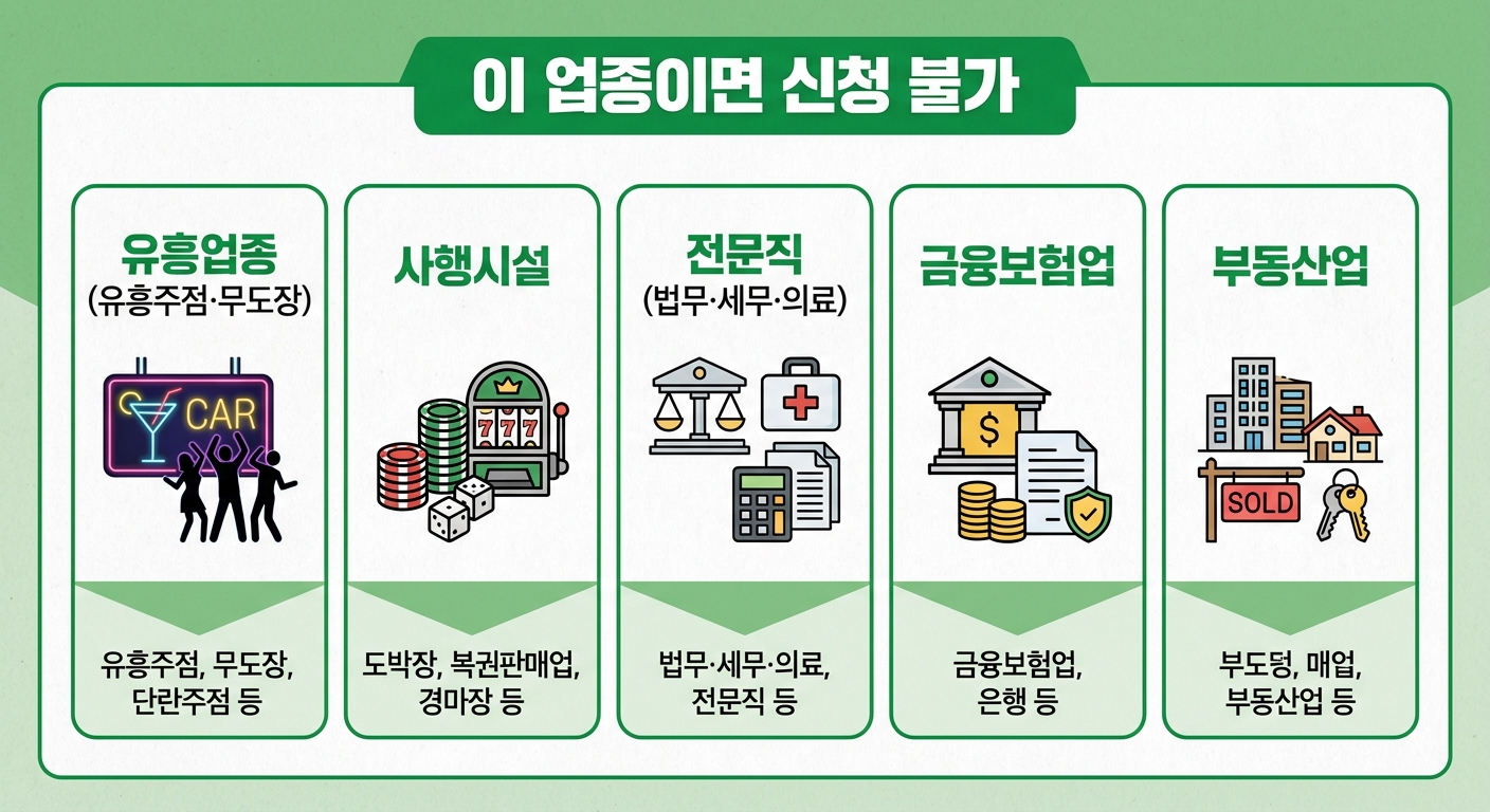 소상공인 정책자금 제외 업종 인포그래픽