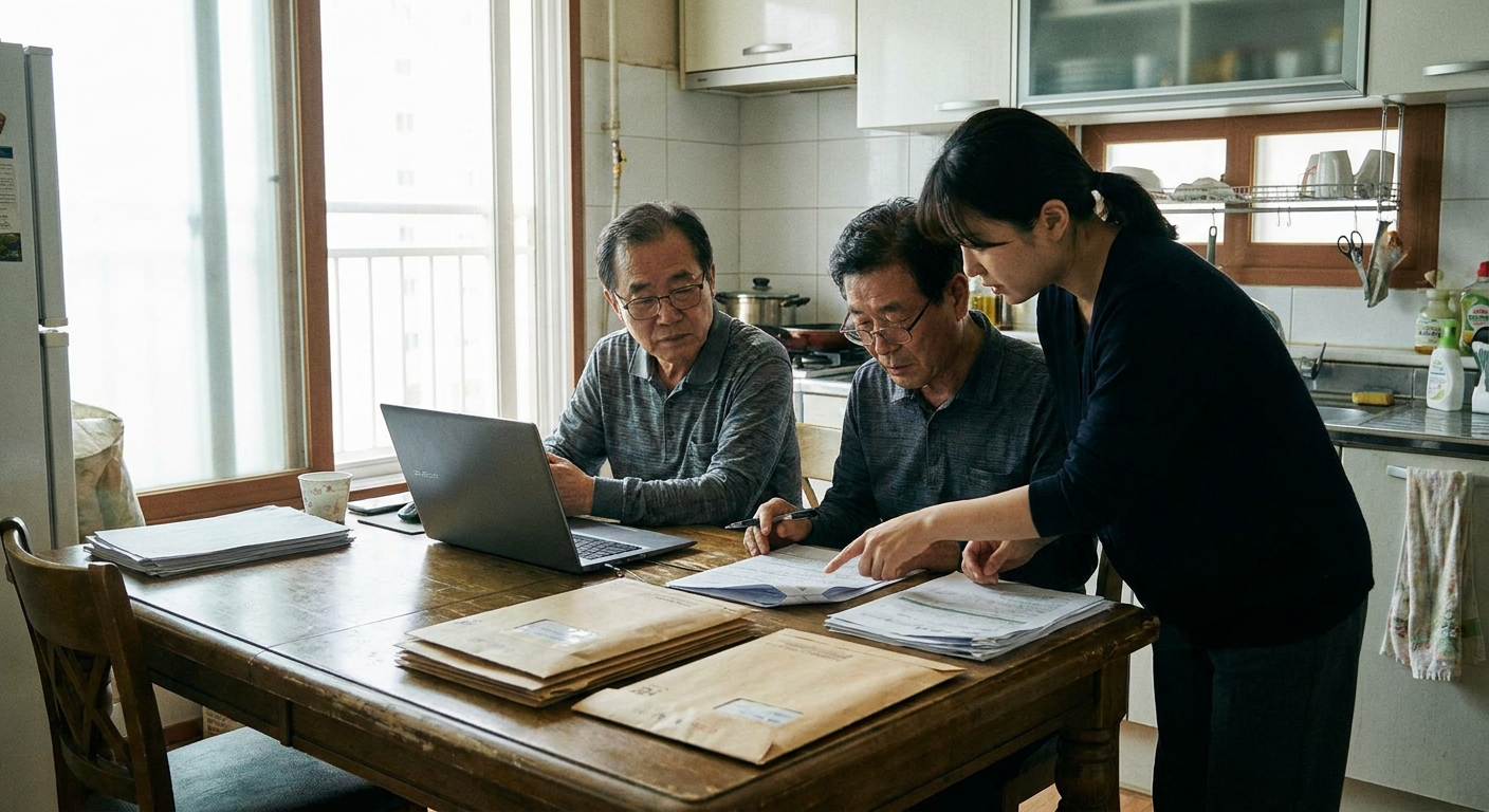 기초생활수급자 자격을 확인하는 가정의 모습