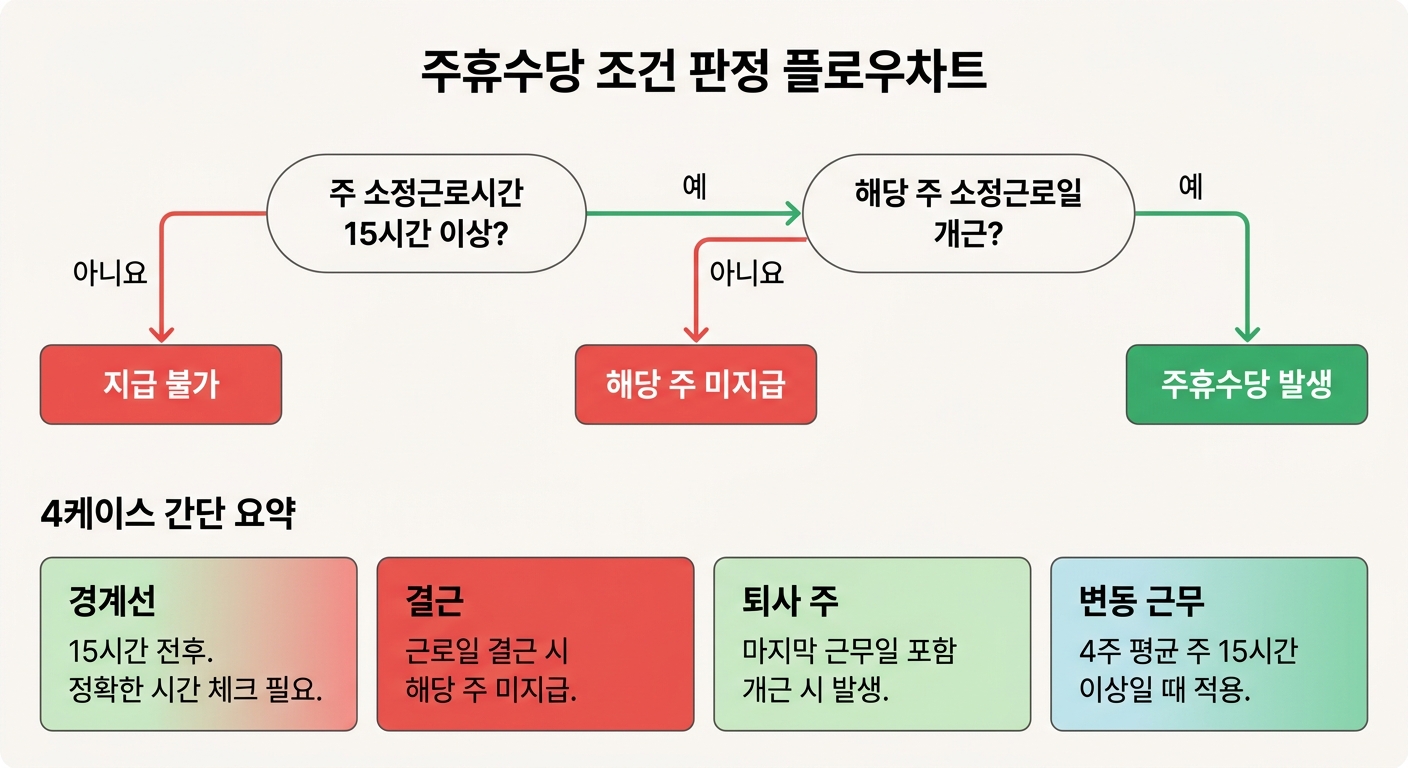 주휴수당 지급 조건 판정 플로우차트