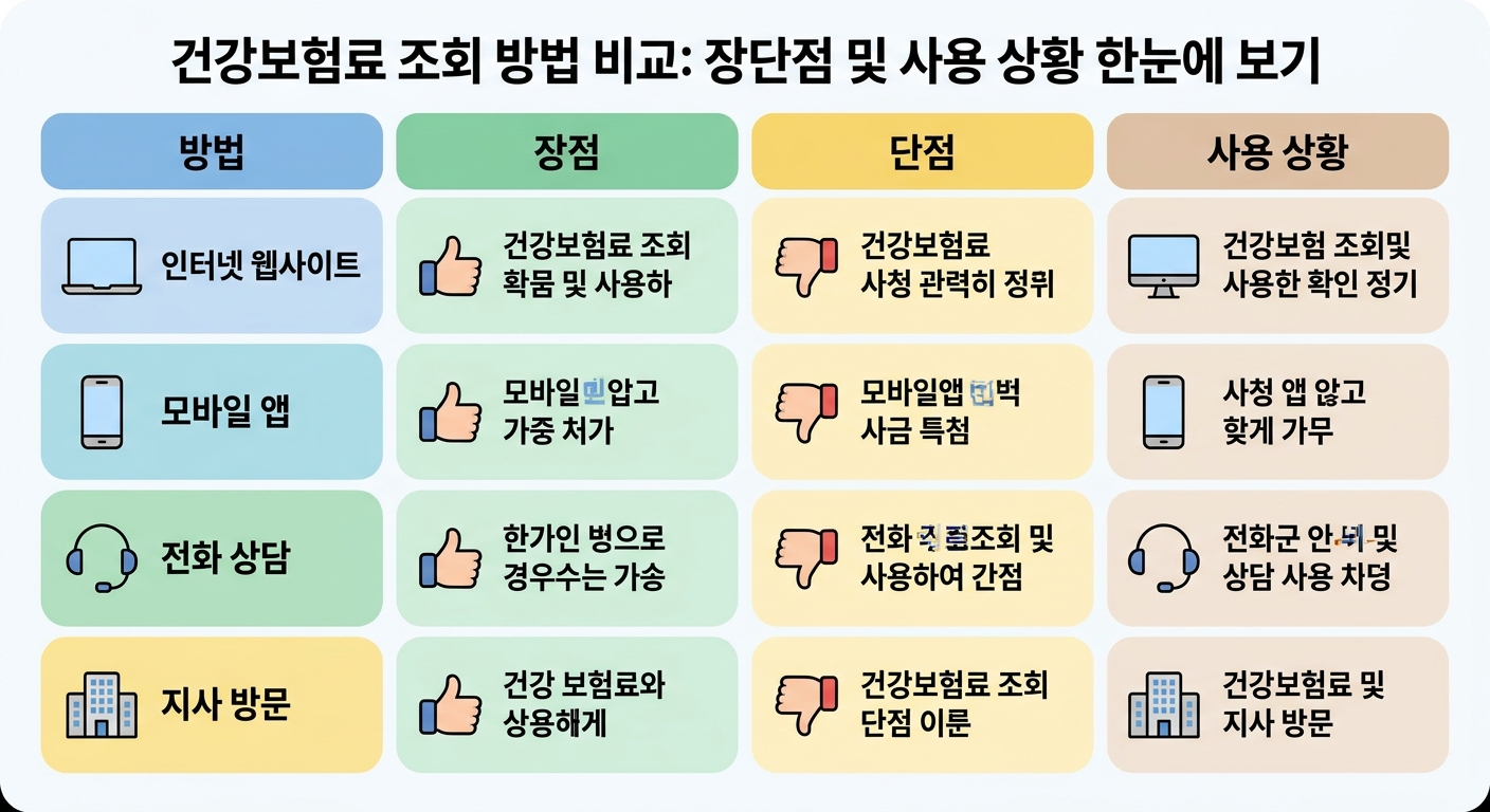 건강보험료 확인 방법 비교