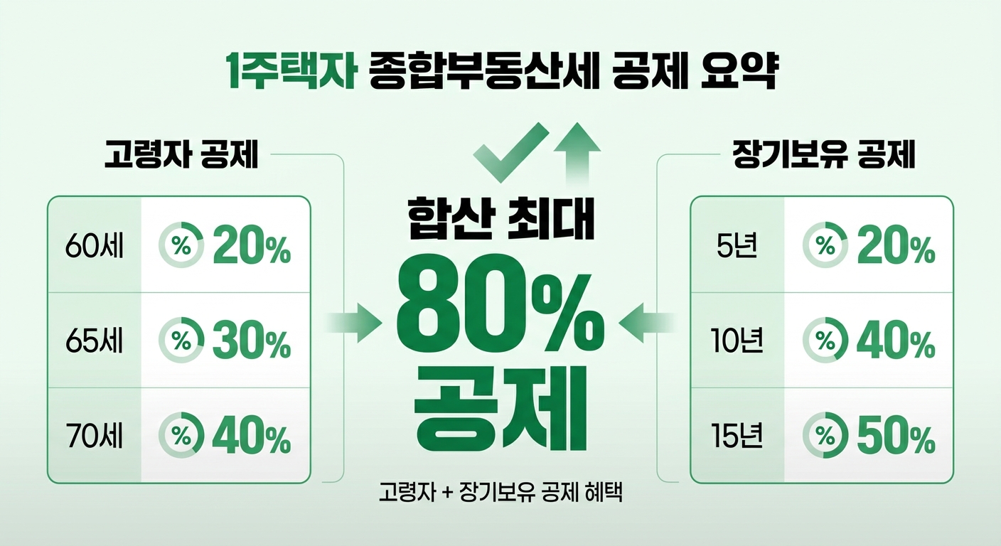 1주택자 종부세 고령자·장기보유 공제율 인포그래픽