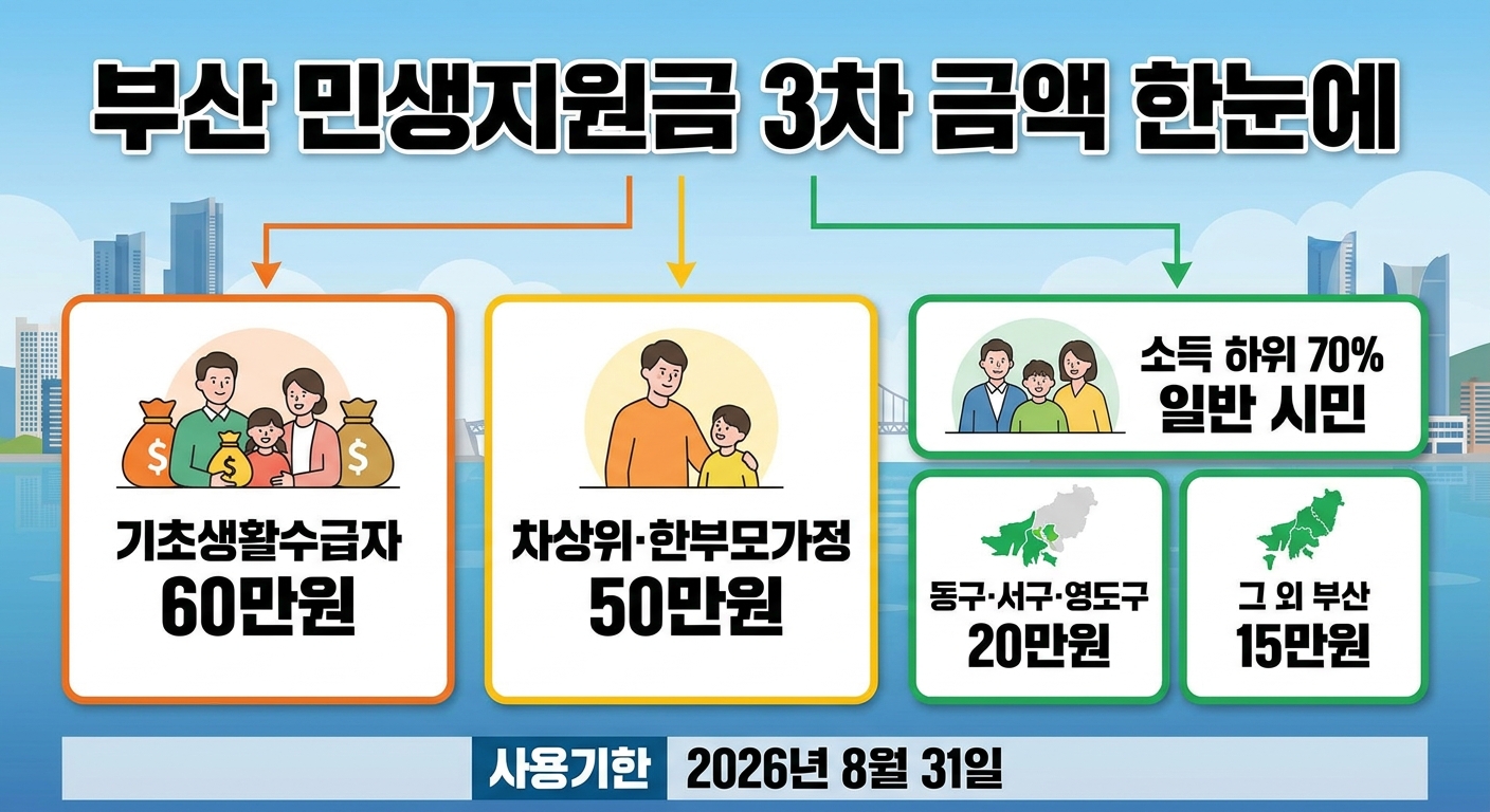 부산 민생지원금 3차 구별 지원금액 인포그래픽